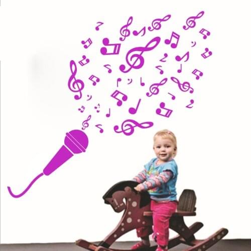 Microphone Music Notes Wall Stickers DIY Removable Vinyl Stickers Home Decor Wall Decals For Nursery Kids Room Decoration