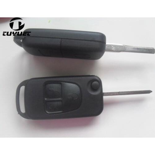 New Replacement Key Case 3 Buttons For Benz Folding Flip Remote Key Shell 2 Track HU64 Blade