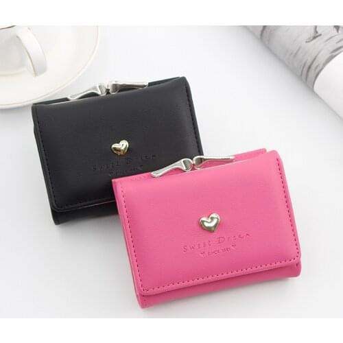 New Womens Small Wallet Student Coin Purse Korean Style Womens Short Wallet Tri-fold Coin Bag Coin Money Bag Clutch