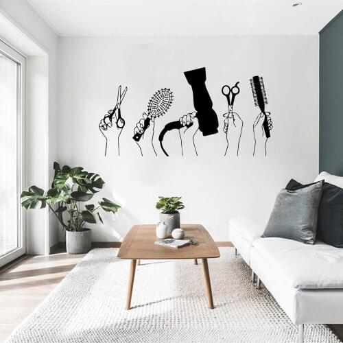 Barber Wall Sticker Fashion Beauty Salon Vinyl Door Decoration Barber Wall Sticker Decal Sticker Peeling Wall Decals