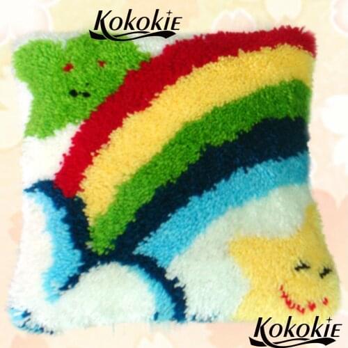 Handmade cross stitch kits Crocheting Rug Kits Yarn diy rug carpet Latch hook kits rainbow cushion embroidery needlework sets
