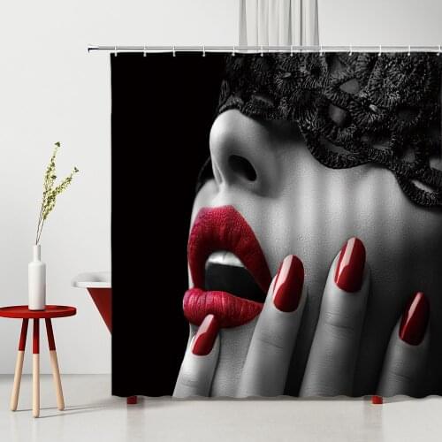 Sexy nude red lips girl beautiful temptation shower curtain bathroom decoration home furnishing