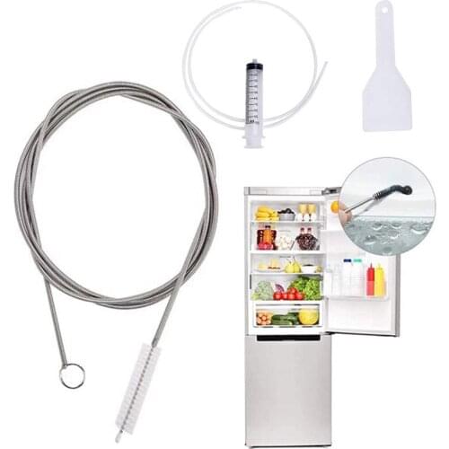 Refrigerator Drain Hole Clog Remover Cleaning Tool Flexible Refrigerator Scrub Brush Syringe Hose Water Dredging Cleaning Brush