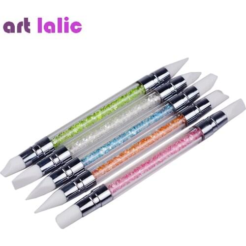 Nail Art Silicone Brush 5Pcs Carving Painting Pencil 10 Tips UV Gel DIY Polish Dual-head Mirror Powder Sculpture Manicure Tool