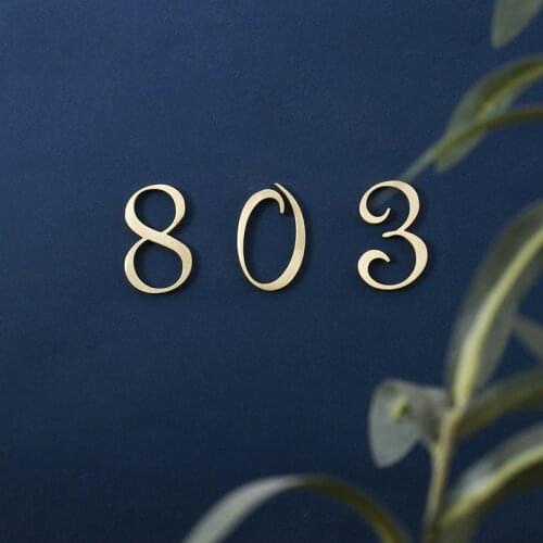 Nordic Brass Door Brand Hotel Room Number Signboard Retro Decorative Number Cement Inlaid Brass Letters House Number