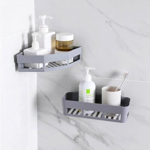 Triangular Bathroom Shelf Adhesive Storage Rack Kitchen Home Decoration Corner Holder Shower Shelf Accessories