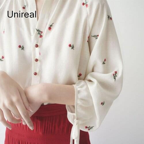 Блузки с вышивкой Unireal China At AliExpress