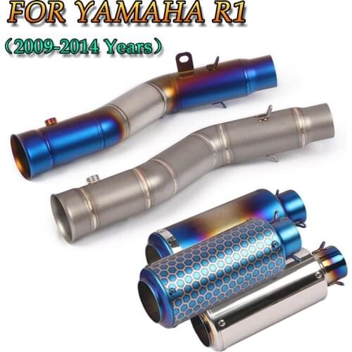 Motorcycle Exhaust Stainless steel Side Row Middle Link Pipe No Motorcycle Muffler Slip-on For Yamaha R1 YZF-R1 2009 - 2014