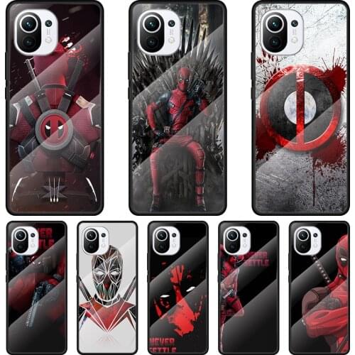 Deadpool Marvel Art Tempered Glass Cover For Xiaomi MI 11 Ultra 11i 10T 9T Note 10 Lite CC9E CC9 Pro Phone Case Coque