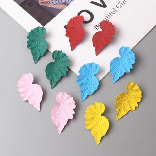 7 Colors Big Leaf Flower Drop Earrings for Women Exaggerated Metal Red Green Color Earrings Party Wedding Jewelry Accessories