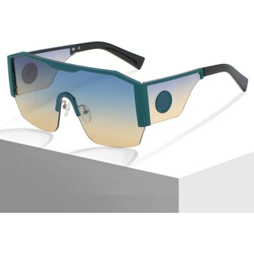 Oversized Goggle Sunglasses for Women 2021 Semi-Rimless Gradient Siamese Lens Sun Glasses Outdoor Driving Windproof Glasses UV