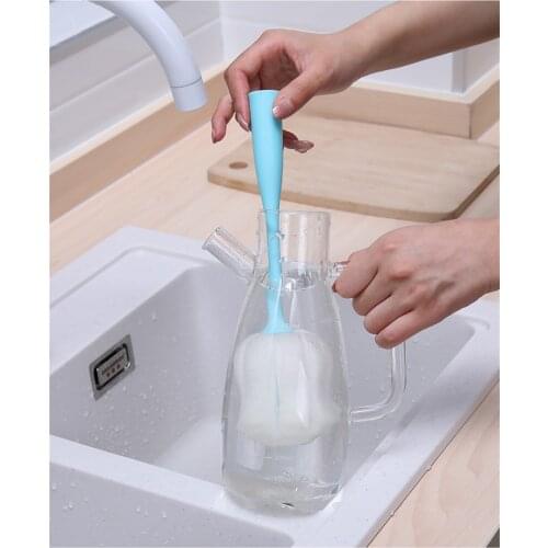 1PC Brush Cleaning Bottle Sponge Cup Kitchen Cleaner Tool Glass Mug Washing Long Handle Sponge Brushes Non-toxic Detachable