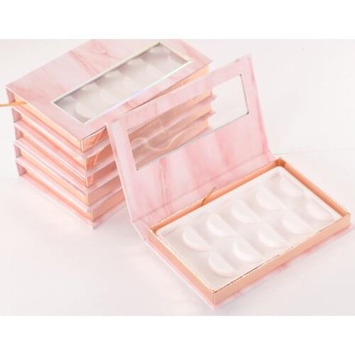 10/Pack Wholesale 5pair Lash Book Eyelash Packaging Box Custom Faux Cils Mink Lashes Strip Marble Storage Package Case Vendor