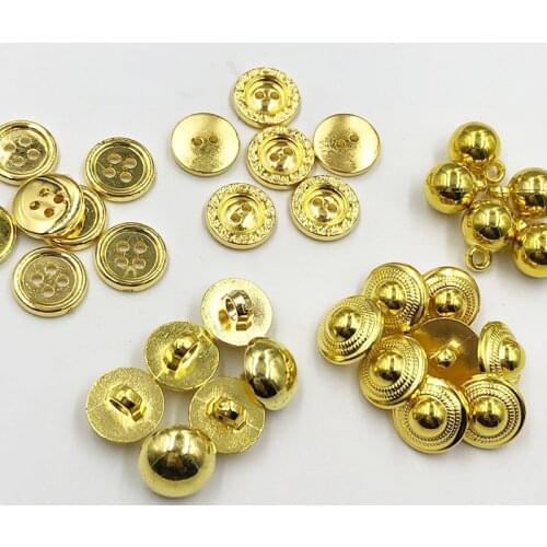 100pcs 4 Styles Plating Gold Plastic Buttons DIY Accessories Garment Sewing Notions PT330