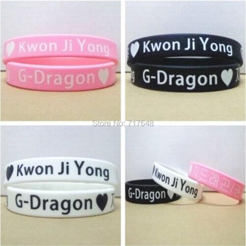 100pcs silkscreen G-Dragon wristband silicone bracelets free shipping by ePacket