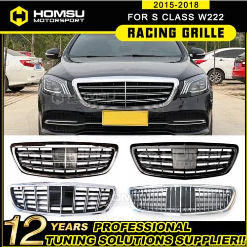 Front mesh front bumper S63 Grille For Merce-des Ben-z W222 Sedan Front Racing Grill 2014+ S320 S400 S350 S500 S450