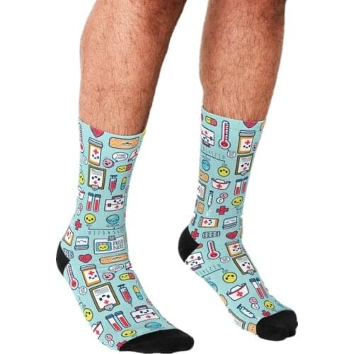 2021 funny Socks Men harajuku Proud To Be a Nurse Printed Happy hip hop Men Socks Novelty Skateboard Crew Casual Crazy Socks