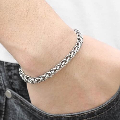 3-10mm Womens Mens Bracelet Stainless Steel Wheat Chain Bracelets Male Gifts Wholesale Jewelry 7-11" KBB8