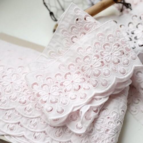 3M/lot 8.7CM wide exquisite light pink water-soluble embroidery cotton lace home clothing trimming sewing supplies AC249