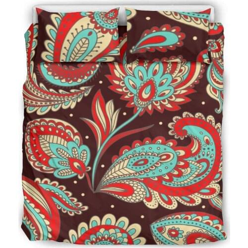 Mandala Flower,Multi-colored Flowers Bedding Duvet Set Personalize Super Breathable Soft Microfiber Comfortable 3 Pieces Cover