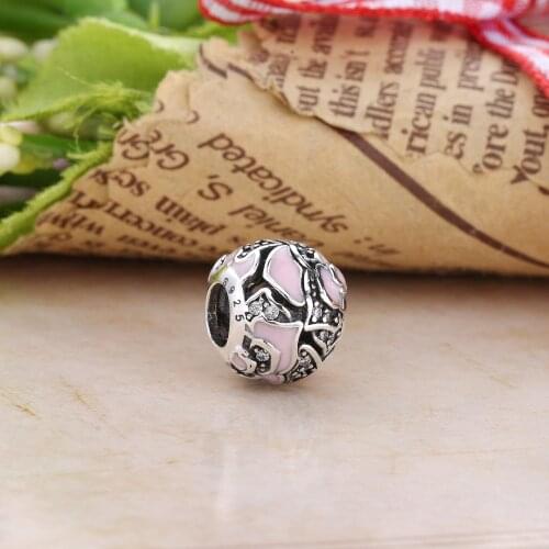 Ajax 100% 925 Sterling Silver Beads Pink Charms Fit Women Bracelet DIY Charms For Jewelry Making