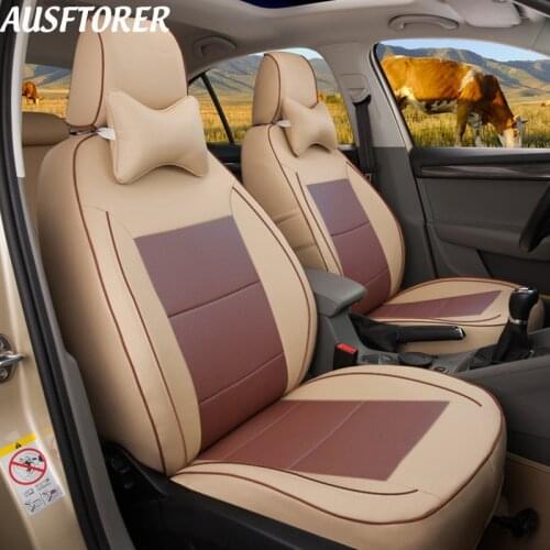 AUSFTORER Genuine Leather Seat Covers Set for Dodge Caliber 2007-2011 Auto Seat Cover Cushion Front & Rear Supports Accessories