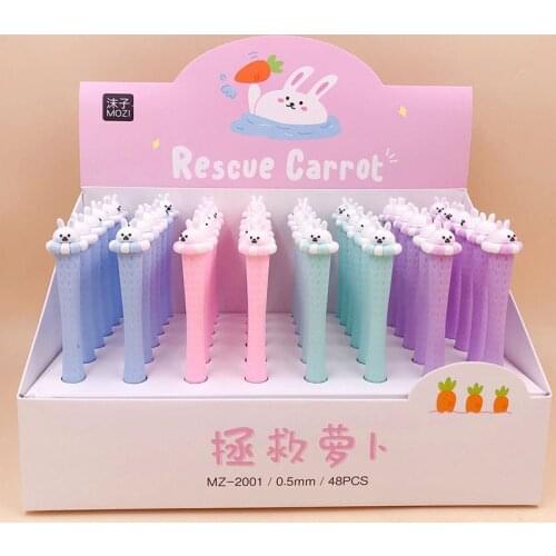 48 pcs/lot Creative Rabbit Gel Pen Cartoon 0.5 mm black ink Signature Pens School Office writing Supplies Promotional Gift