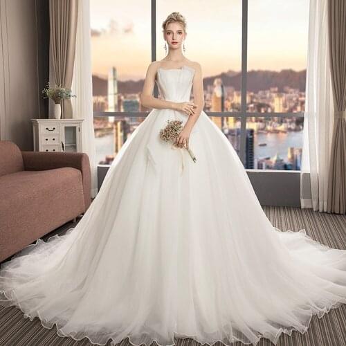 Robe De Mariage Ball Gown Wedding Dress Simple Sukienka Na Wesele Tulle Abito Da Sposa Lace Up Back Vestidos De Novia Trouwjurk