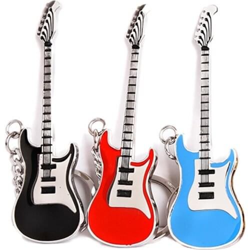 Smiger 1Pc Metal Guitar keychain PP-F50 Black Guitar Ornaments Folk Electric Classical Guitar Key Ring For Gifts Decoration