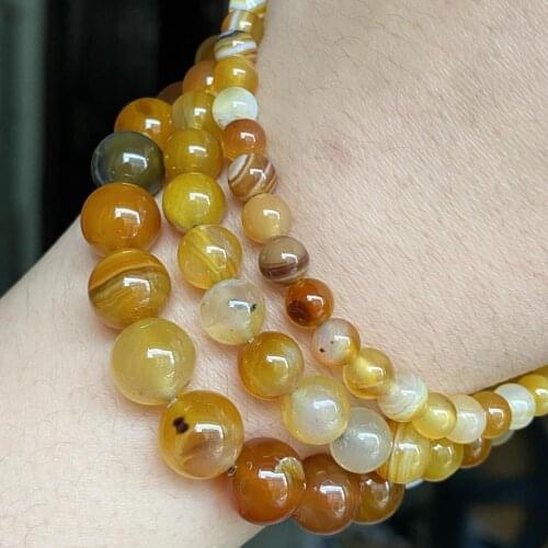 6/8/10mm Natural Striped Brown Agates Stone Beads Round Loose Spacer Beads For Jewelry Making Needlework Diy Bracelets Charm 15