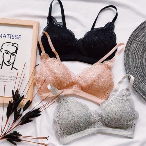 2019 Perspective Lingerie Bra Women Lace Crochet Underwear Bielizna Damska Everyday Skinny Sexy Floral Bralette Wire Free Active