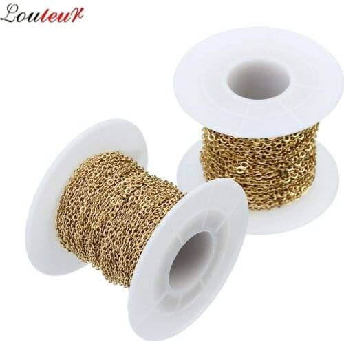 LOULEUR 10 Yard/lot Stainless Steel Link Chain Wide 1.5/2/2.2mm Gold Color Chain for Making Necklace Chains