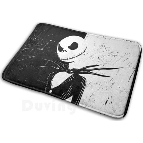 Black And White Jack Soft Non-Slip Mat Rug Carpet Cushion Movies Skeleton Halloween Animation