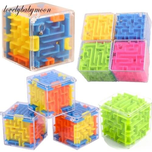 Hot Sale 3.8cm Kids 3D Intelligence Maze Puzzle Toy Hand-eye Coordination Balance Game Case Box Baby Educational Toys for Child