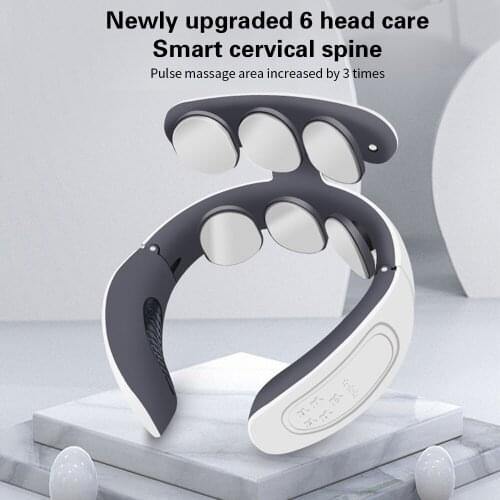 6 Heads Electric Pulse Neck Massager Infrared Heating TENS Cervical Massager Pain Relief Therapy Shoulder Deep Tissue Massager