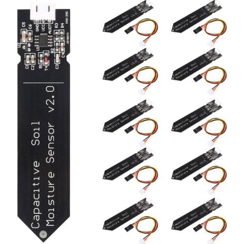 10pcs/lot Capacitive Soil Moisture Sensor Not Easy to Corrode Wide Voltage Wire Suitable for Arduino