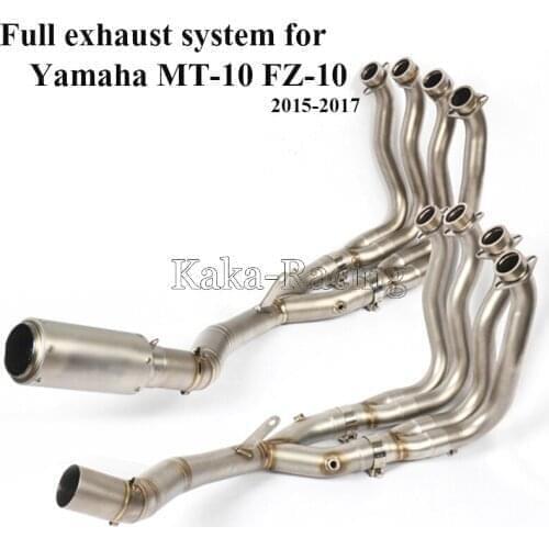 MT10 Full Titanium alloy system Motorcycle Exhaust Muffler Escape Mid Header link pipe slip-on for Yamaha MT-10 FZ-10 2015-2017