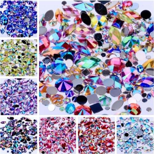 Pulaqi Nails Arts Mixed Rhinestones For Wedding Dress AB Colors Rhinestones Applique Colourful Strass Rhinestone To Crafts Decor