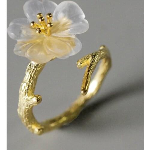 Exquisite rings for women,White Crystal silver 925 Flower ring,Adjustable opening size,party fine jewelry wedding Accessory gift