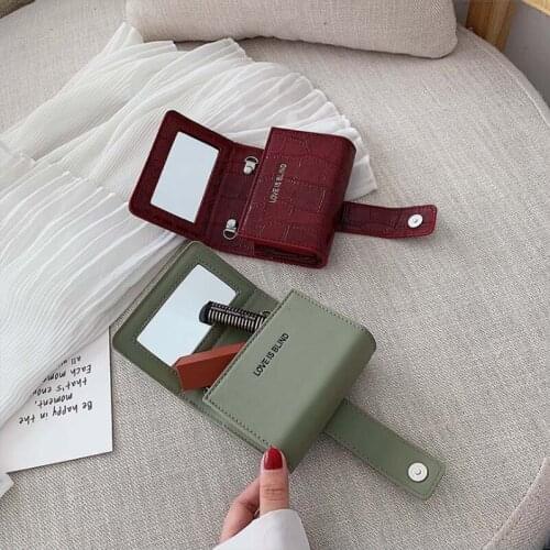 Compact Mini New Lipstick Cosmetic Bag Small Carry With Mirror Lipstick Storage Box Powder Bag Cosmetic Bag