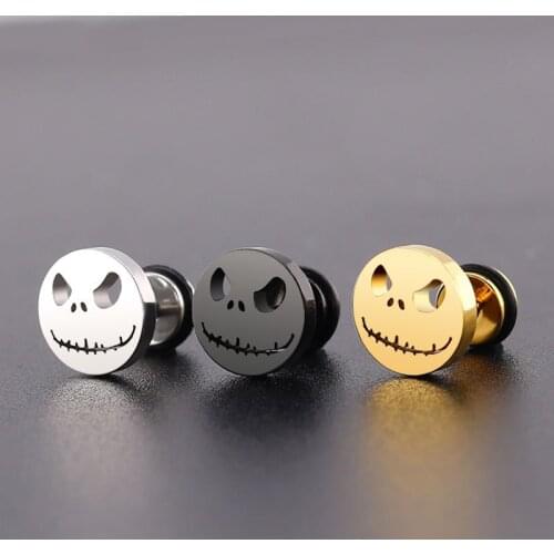 2pc Pumpkin Stud Earrings 316L Stainless Steel Ear Studs Punk Halloween Gold Ear Piercing Earing for Women Men Fashion Jewelry