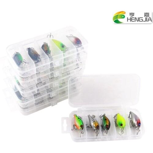 HENGJIA Box Set crankbait hard plastic fishing lure 5pcs/box wobbler bass pike killer artificial lifelike fishing tackle