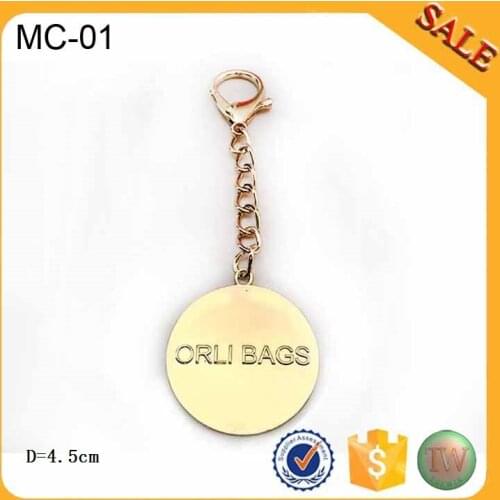 MC01 Fashionable custom handbag metal tags with hang chain