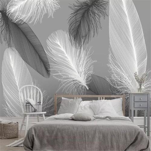 Milofi custom 3D mural wallpaper modern nordic feather living room bedroom background wall decoration mural