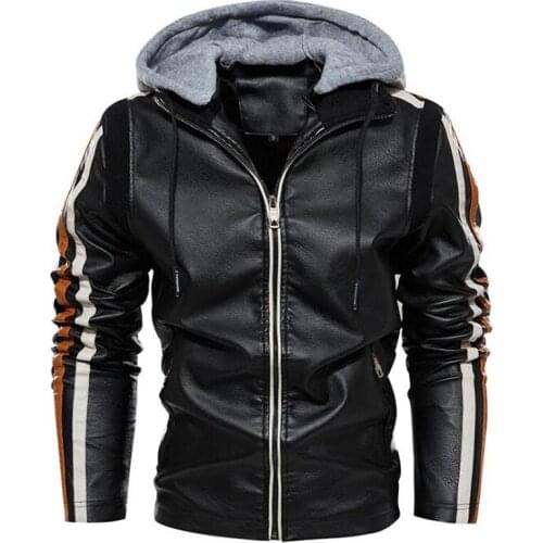 New autumn winter Motorcycle men jacket High quality brand Casual hoodeBiker Leather Jacket Male Coat Fleece Pu Overcoat US SIZE