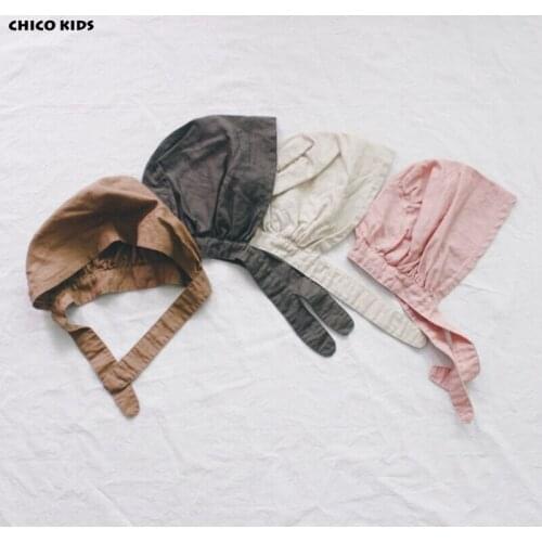 New Kids Girls Cotton Korea-Japan Style Decro Hats, Kids Linen Hats