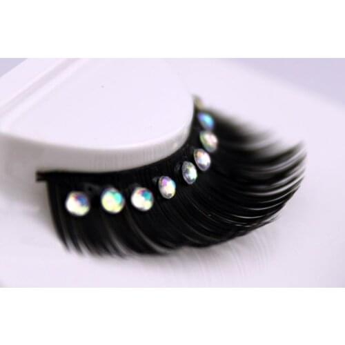 Arrival charming 100% false eyelash Brides makeup wedding dress stage performance with diamonds natural thick false eyelashes
