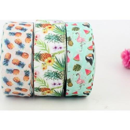 1" Single Face Printed Refreshing green summer Grosgrain Ribbon 25mm 25 yards DIY bows crafts wedding decorative ribbons