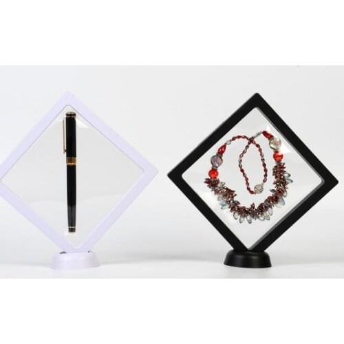 40pcs 160*160*20mm Clear PET Membrane box Holder Floating Display Case Earring Gems Ring Jewelry Suspension Packaging Box SN1413