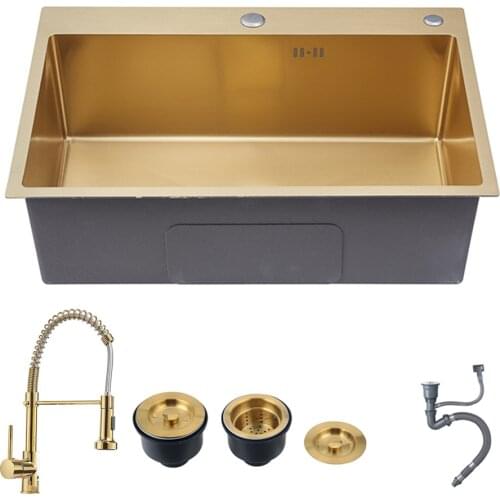 Gold kitchen sinks above counter or udermount sink Vegetable Washing basin Sinks 304 Stainless Steel single bowl 53x43cm